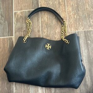 Tory Burch Black and Gold Shoulder Bag with Chain Strap